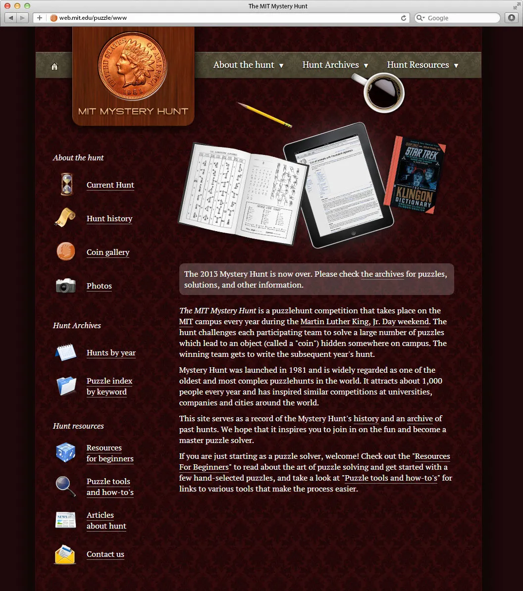 MIT Mystery Hunt Website