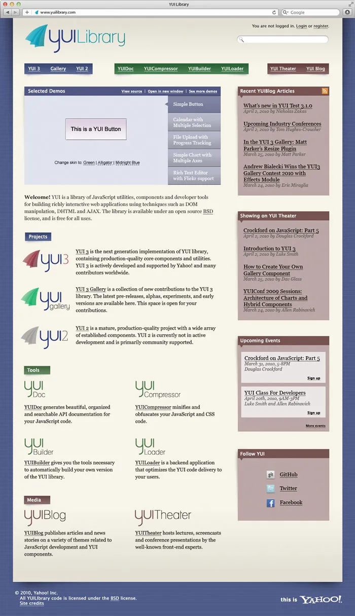 YUI Library Website, Version 1