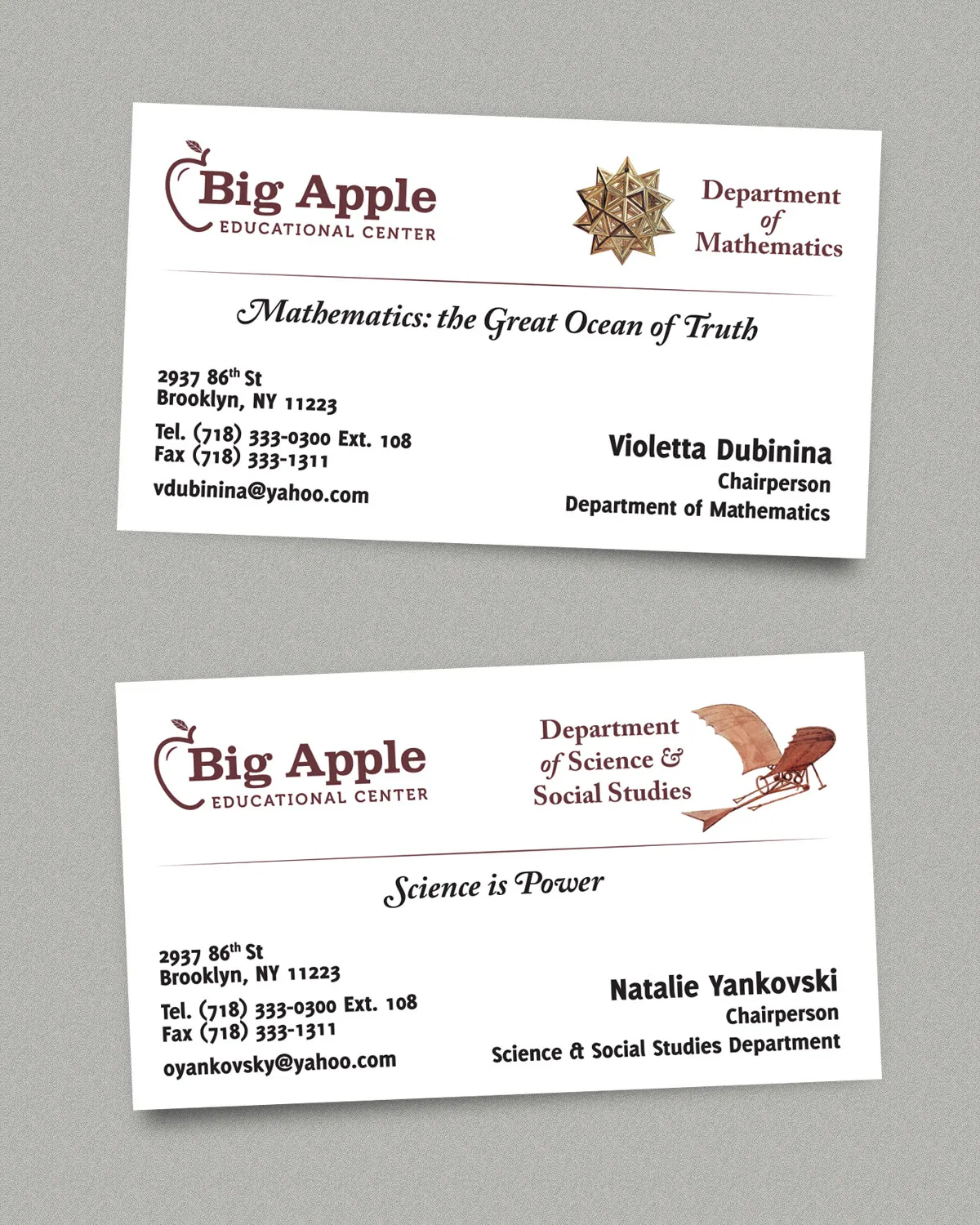 Big Apple Educational Center Business Cards